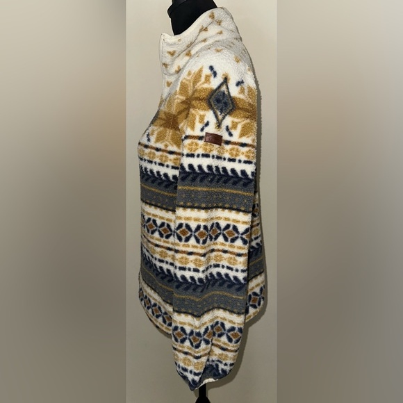 LL BEAN Women’s Ivory Nordic Aztec Print Fleece 1/4 Zip Pullover -  Size S - Picture 3 of 7